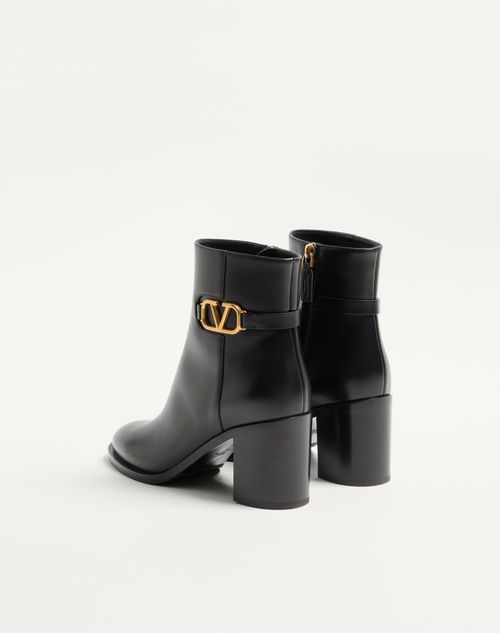 Valentino Garavani - Vlogo Signature Calfskin Ankle Boot 75mm - Black - Woman - Boots And Ankle Boots